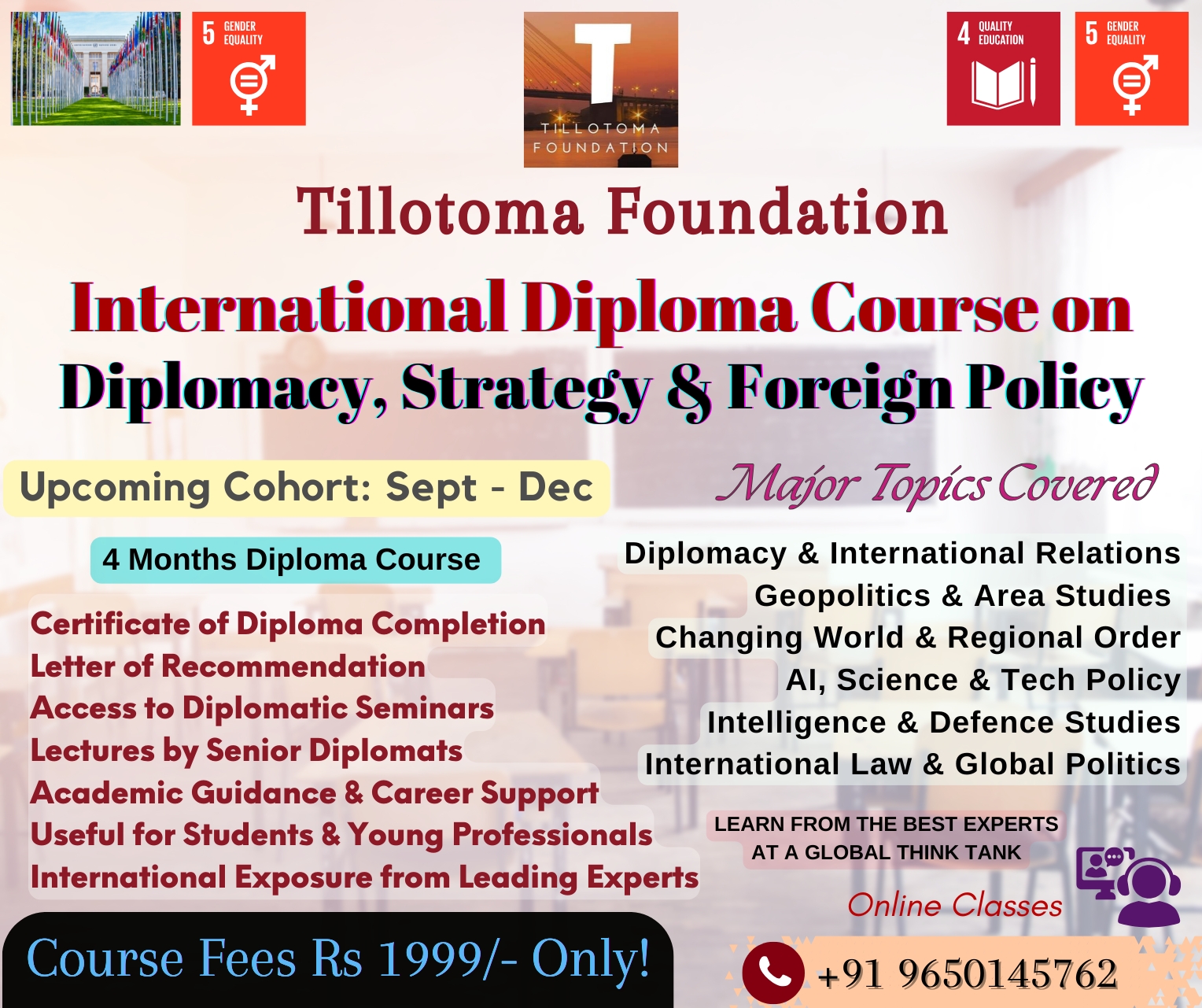 Tillotoma Foundation programme artwork outlining major topics and learner benefits